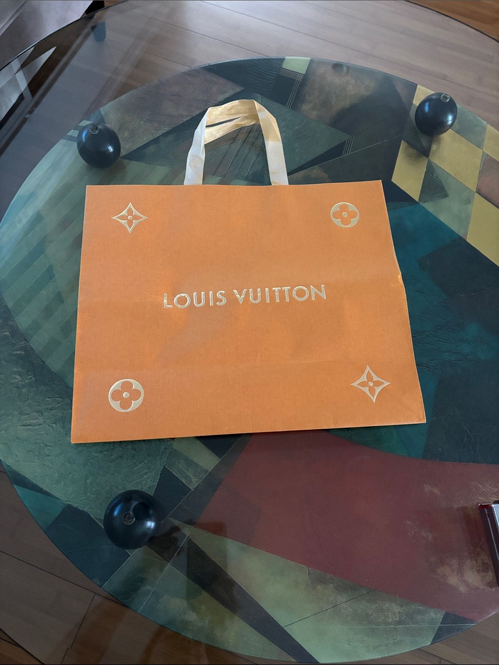 Louis Vuitton Orange Paper Shopping Tote
